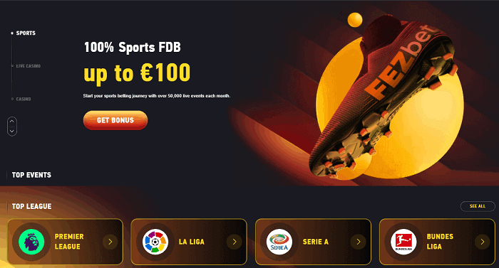 100% Sportsbook Bonus at Fezbet.com 