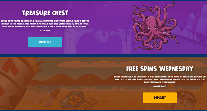 Treasure Chest and Free Spins Wednesday