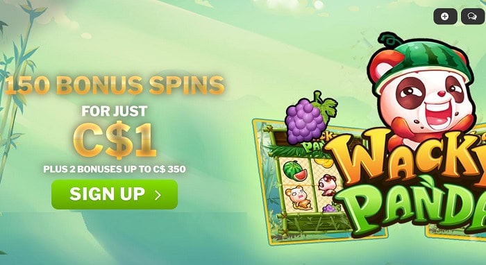 150 free spins on Wacky Panda on $1 deposit 