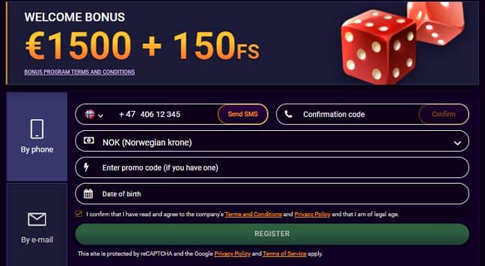 1500 EUR and 150 free spins 