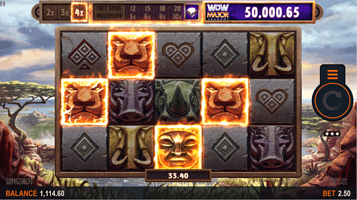 African Legends free spins, bonus game, jackpot wheel 