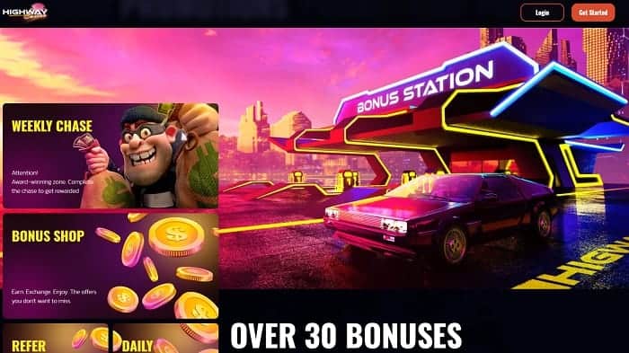 Get 30 different bonuses to Highway Casino! 