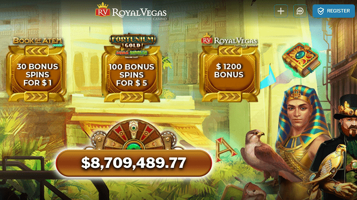 Get free spins to Royal Vegas and win WOWPOT! 