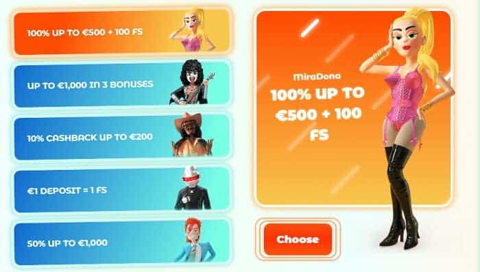 Choose Your First Deposit Bonus