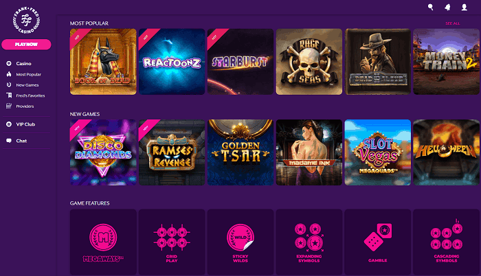 Frank Fred Casino Website and Games 