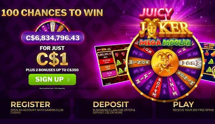 Deposit $1 receive 100 free spins! 