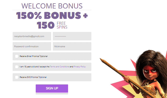 Get 150 free spins now! 