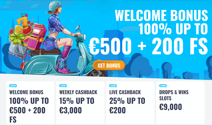 100% Bonus and 200 Free Spins 