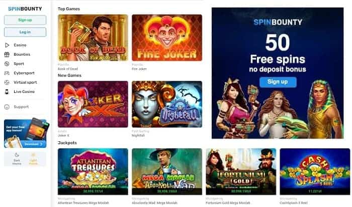 50 free spins no deposit bonus