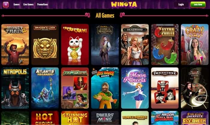 Play Winota Casino Games for FREE!