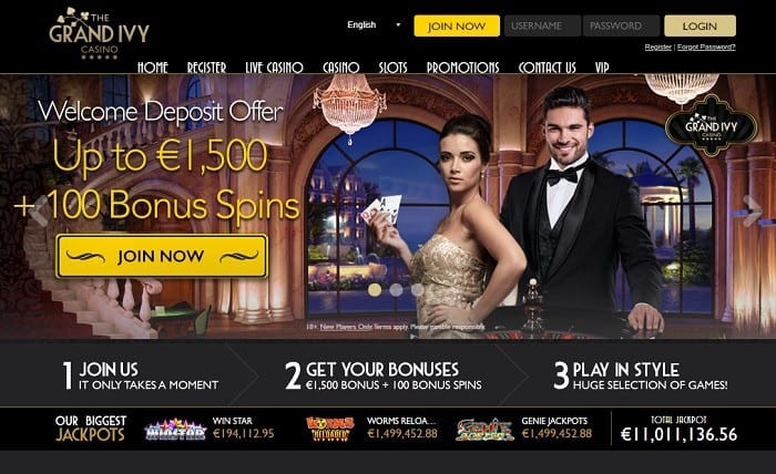 Grand Ivy Casino Screen of Website