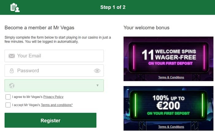 Join Mr Vegas and get 11 wager free spins