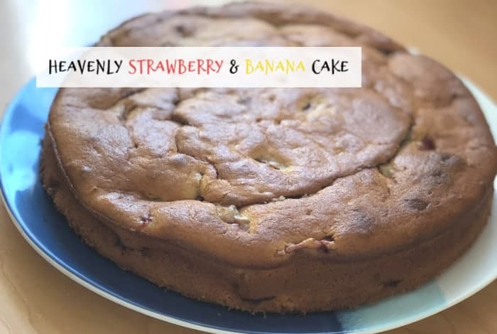 Heavenly strawberry and banana cake