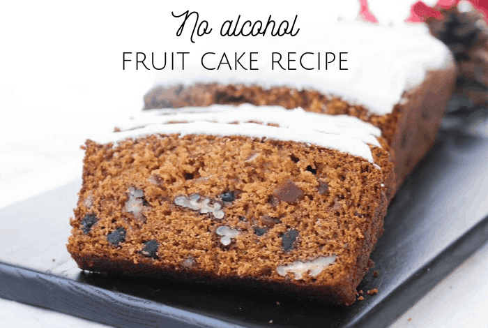 No alcohol fruit cake recipe.