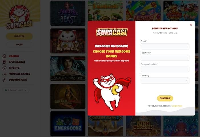 Supa Casino Sign Up Form 