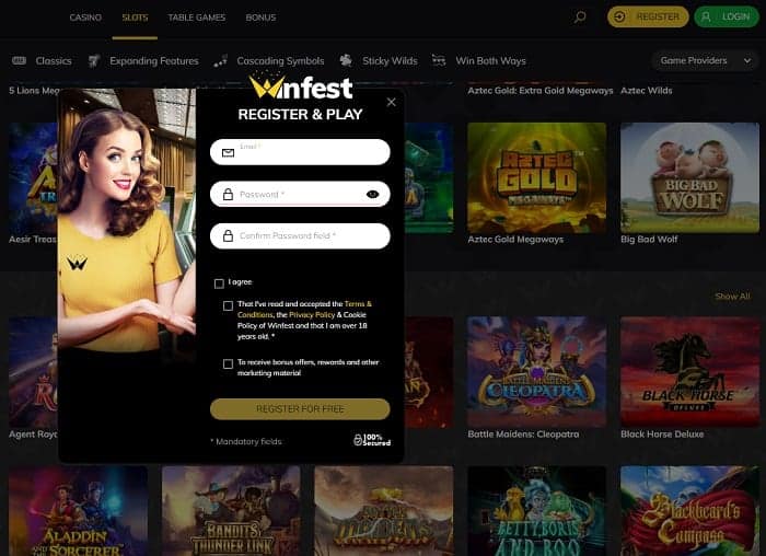 Winfest.com Casino Registering