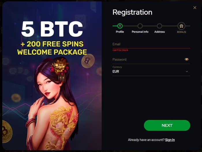 Registration and Welcome Bonus