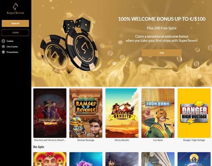 SuperSeven Casino Review | 100 free spins and 100% bonus