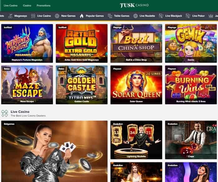 TuskCasino.com free spins