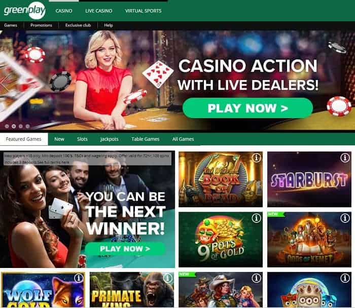 Greenplay Casino Live Dealer and Jackpots 