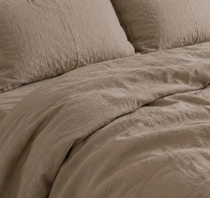 Linen Blend Duvet Cover Set - Camel