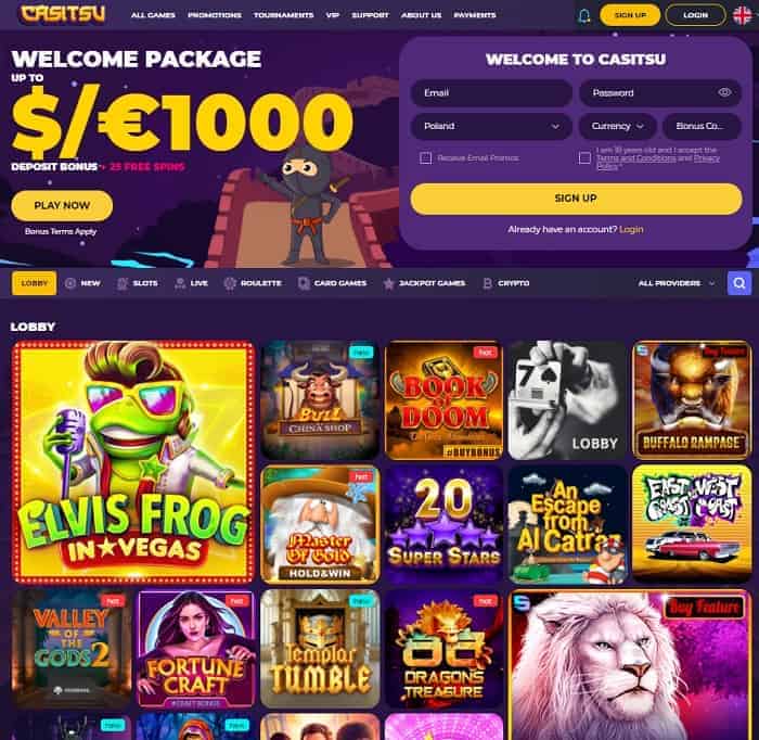 Get $1000 and 25 free spins! 