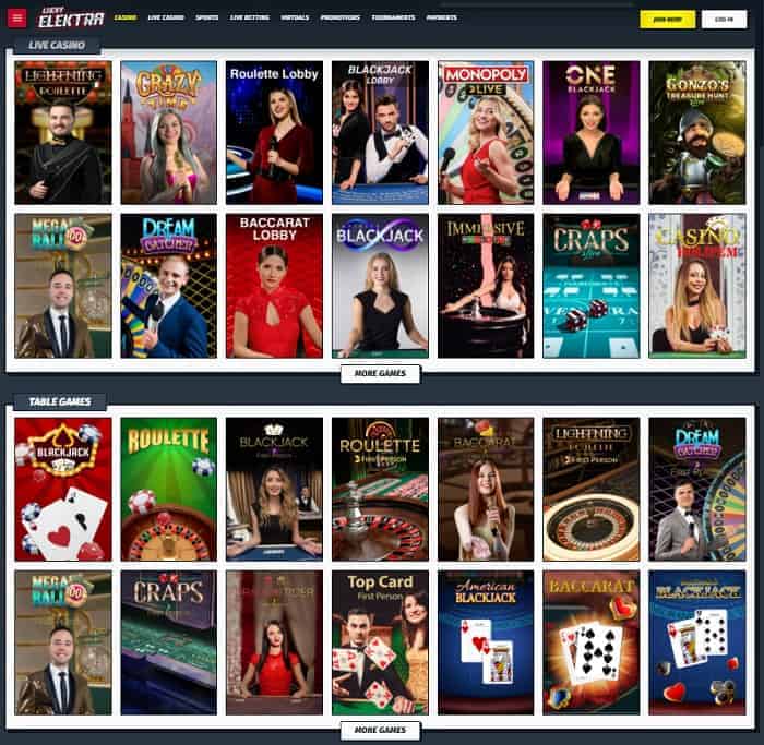 All casino games and live dealers