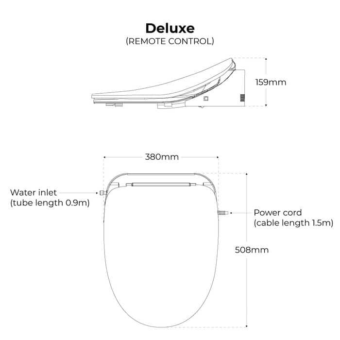 bidetry LX electric bidet smart toilet seat dimensions