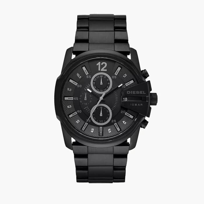 Master Chief Three-Hand Black Stainless Steel Watch