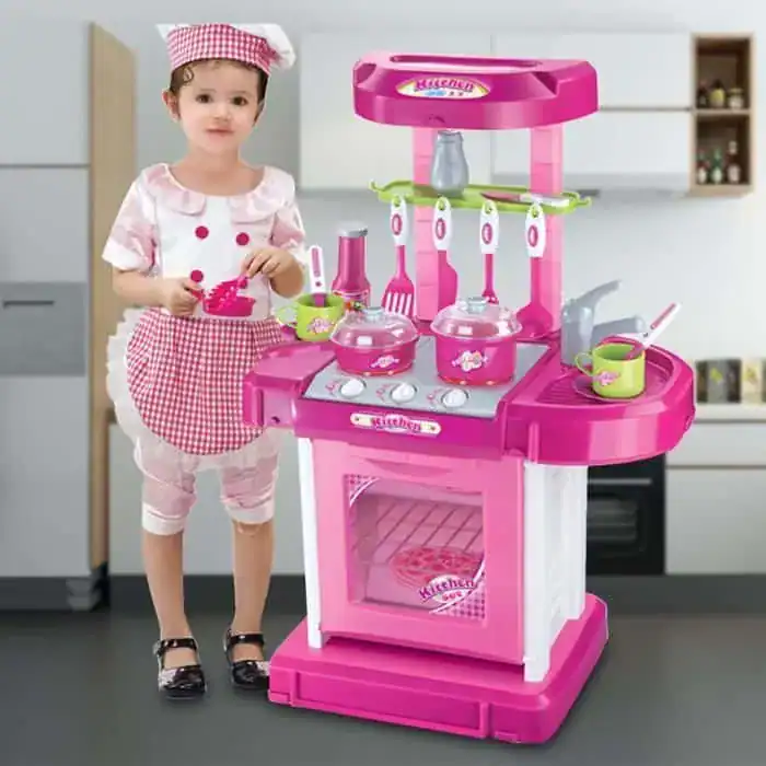 Jouet cuisine pour enfant, cuisine miniature interactive avec accessoires, jeu d'imitation pour filles et garçons
