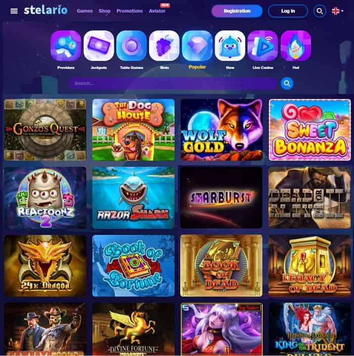 Stelario Casino Homepage 