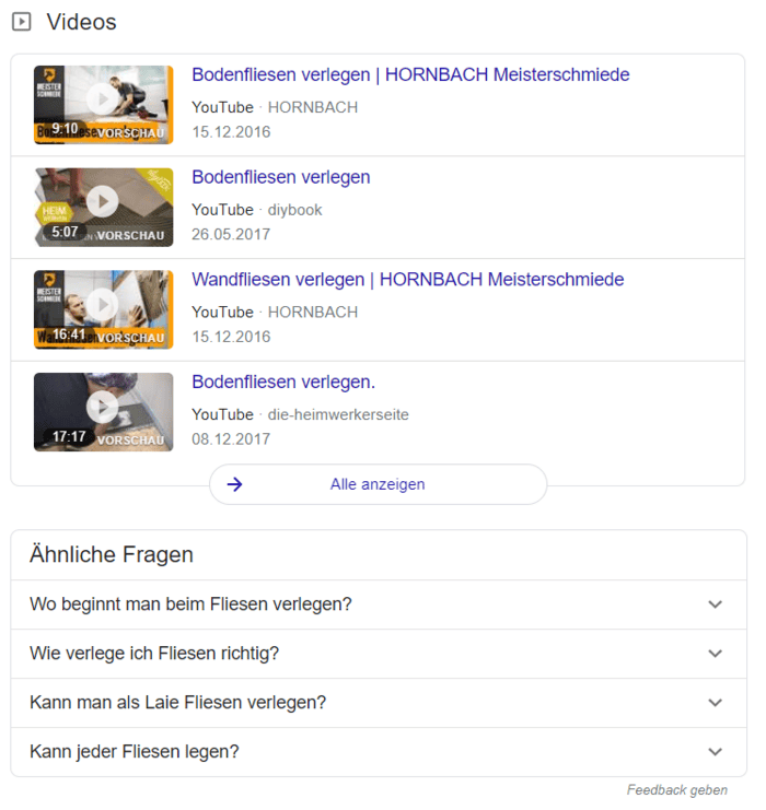 Identifizierung der Suchintention mit Universal- und Extended Search-Ergebnissen
