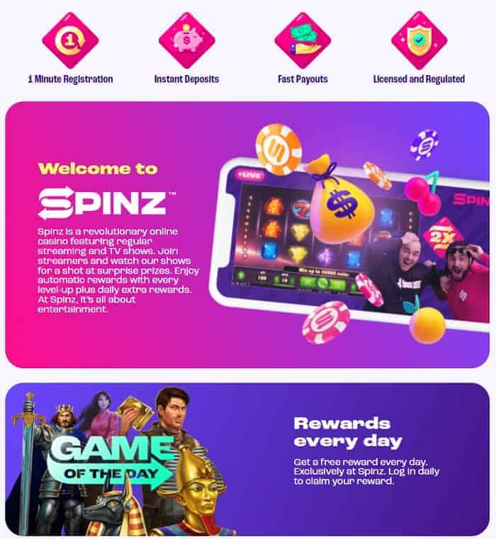 Spinz Free Spins 