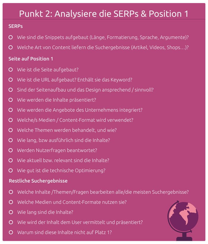 Analyse-Punkte für das erste Suchergebnis