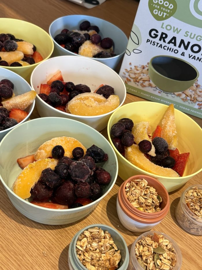Frozen fruit portioned up ready to go with yoghurt