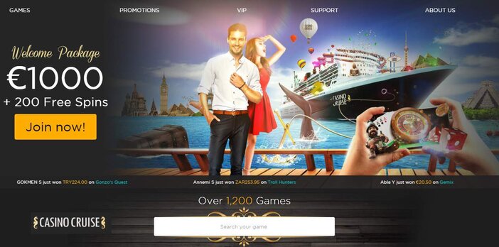 Casino Cruise Review: 1000 euro free bonus and 200 gratis spins