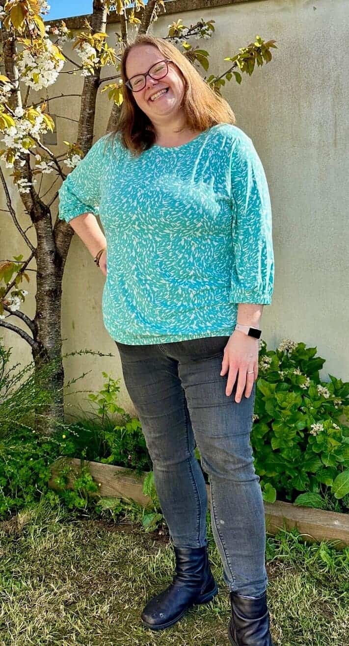 Print Bubble Hem Jersey Top