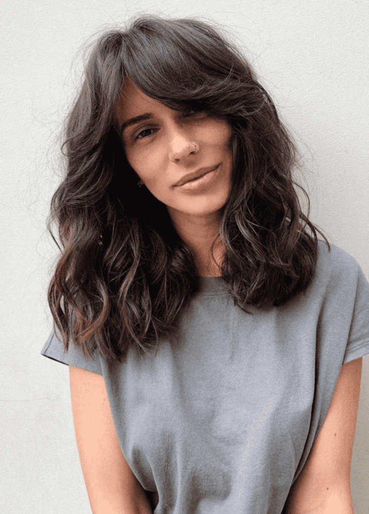 curtain bangs cabelo ondulado