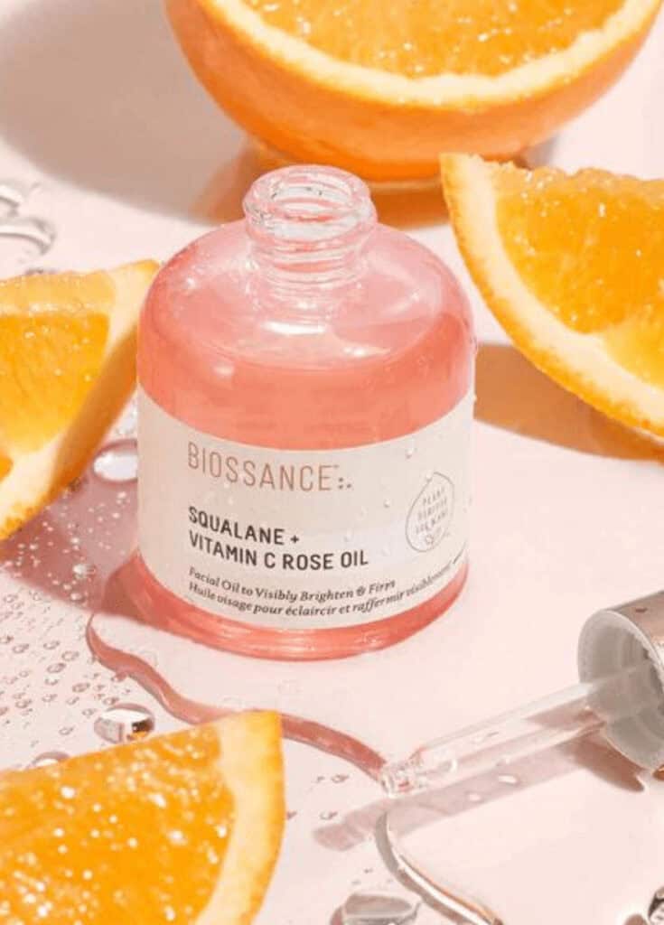 Óleo facial esqualano, vitamina c e estrato de rosas