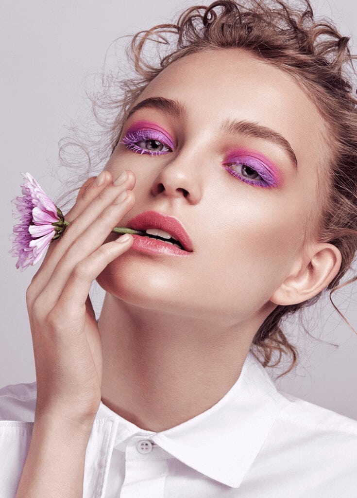 maquiagem rosa e roxo