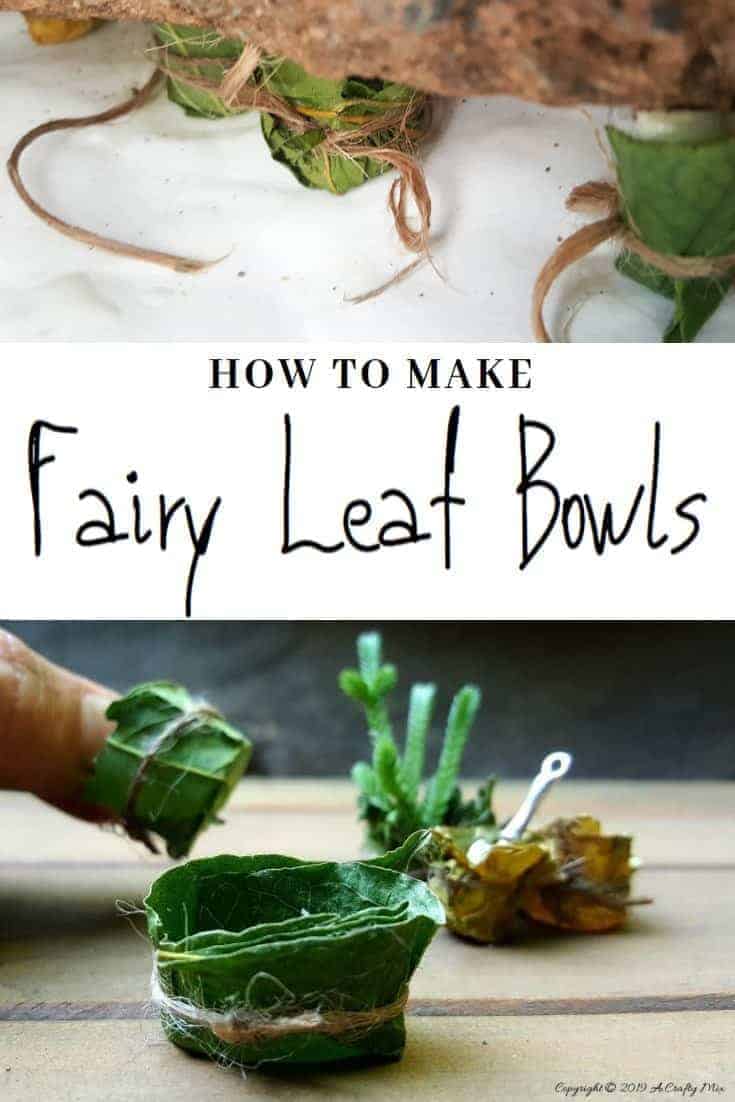 These whimsical fairy leaf bowls are so easy to make. They’re perfect for adding a fun décor element to a fairy garden or dolls house. #FairyLeafBowl #FairyBowls #FairyDIYCrafts #ACraftyMix #FairyGardens #FairyCrafts #WhimsicalFairyCrafts #SimpleFairyCrafts