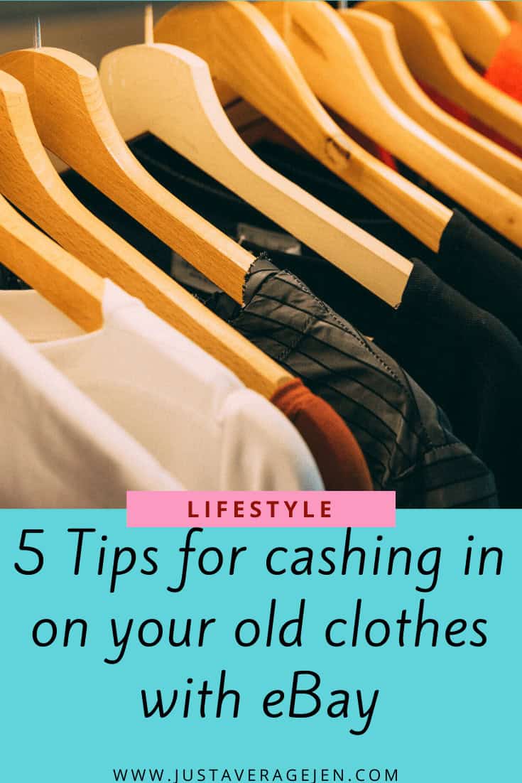 Pinterest pin of clothing on wooden clothing hangers