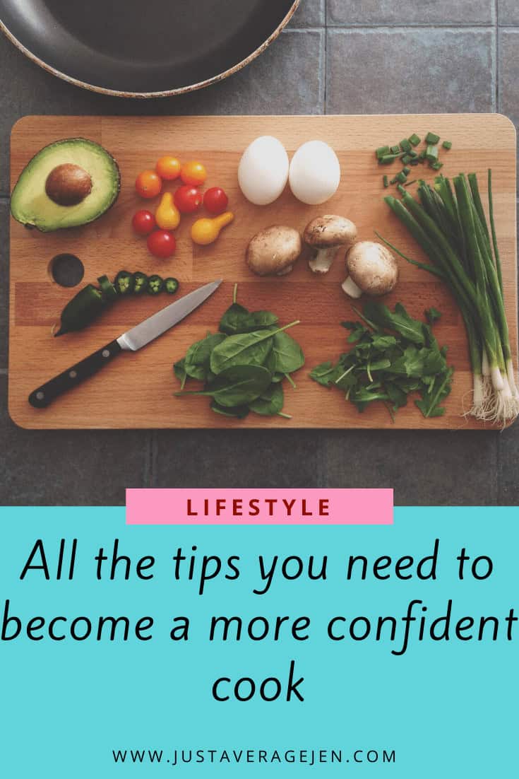 Pinterest pin of vegetables on wooden chopping board
