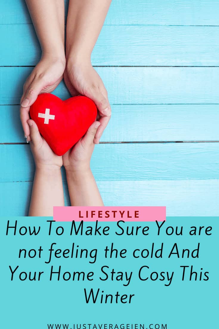 Pinterest pin of two pairs of hands holding a red heart with a white cross on blue background