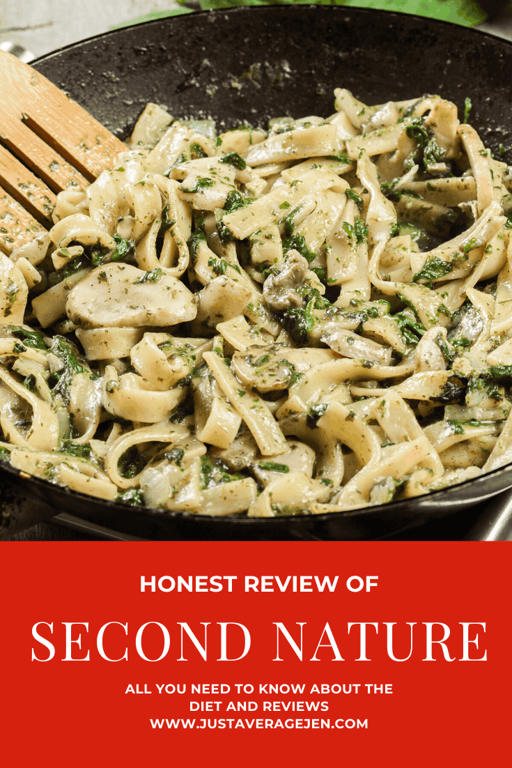 Pinterest pin of pasta dish - Second Nature food
