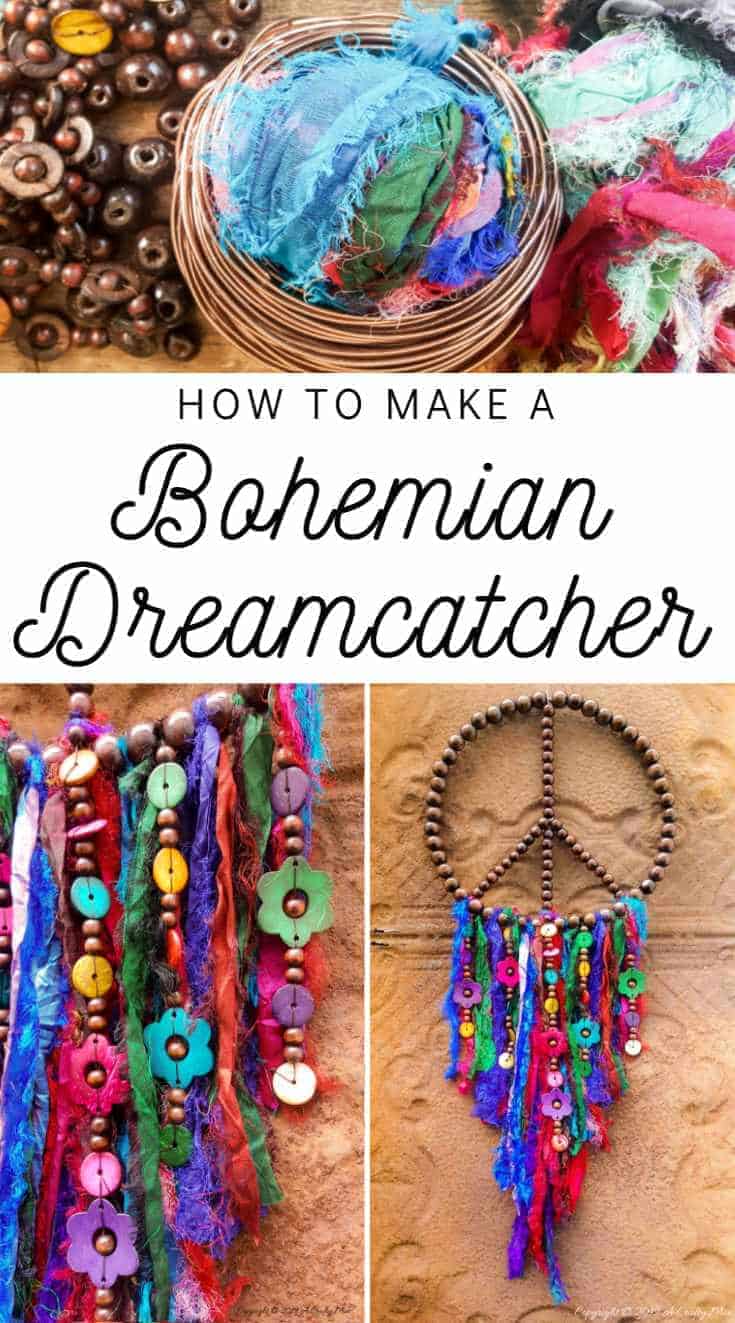 How to make a stunning bohemian dreamcatcher with beads and silk #bohemiandecor #bohodecor #dreamcatcher #DIYTutorial #ACraftyMix