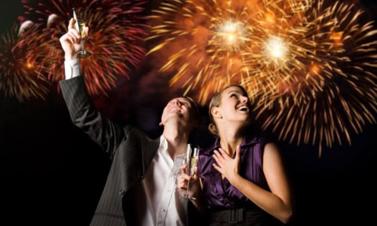 Couple with Fireworks Image