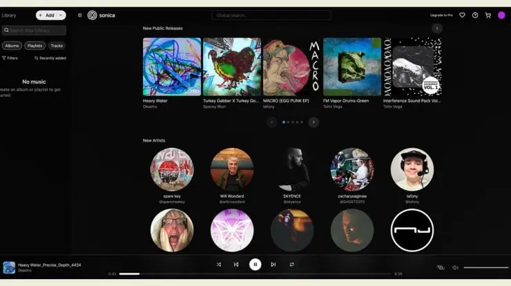 Vivid digital music platform showcasing new releases, artists, and playlist features for music promotion and discovery at Hypebot.