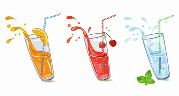 three glasses of juice