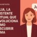 Julia, asistente virtual de Roma, con texto promocional completo sobre fondo burdeos y coral